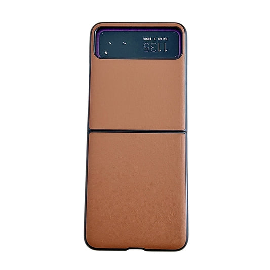 For Motorola Razr 40 Solid Color Leather Texture Phone Case(Brown) by buy2fix
