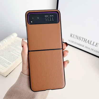 For Motorola Razr 40 Solid Color Leather Texture Phone Case(Brown) by buy2fix