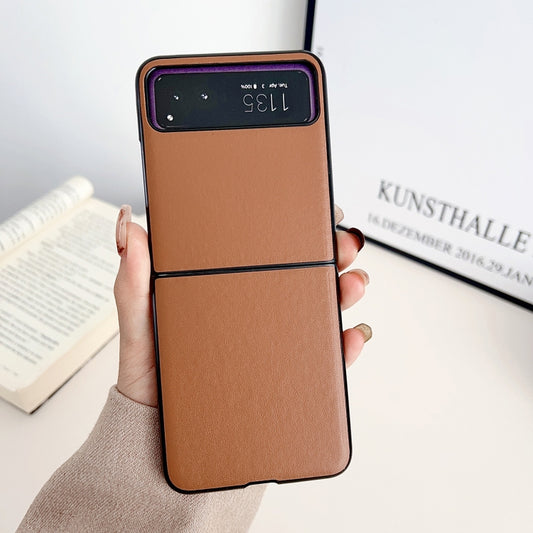 For Motorola Razr 40 Solid Color Leather Texture Phone Case(Brown) by buy2fix