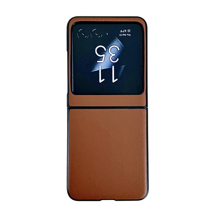 For Motorola Razr 50 Solid Color Leather Texture Phone Case(Brown) by buy2fix