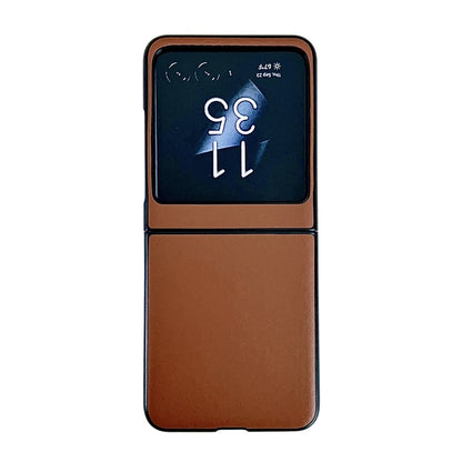 For Motorola Razr 50 Solid Color Leather Texture Phone Case(Brown) by buy2fix
