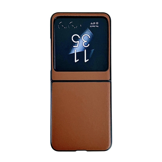 For Motorola Razr 50 Solid Color Leather Texture Phone Case(Brown) by buy2fix