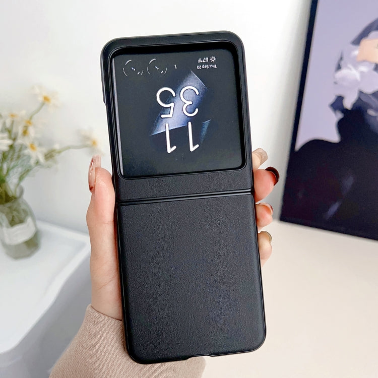 For Motorola Razr 50 Solid Color Leather Texture Phone Case(Black) by buy2fix