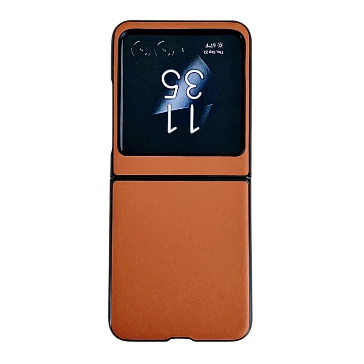 For Motorola Razr 50 Solid Color Leather Texture Phone Case(Orange) by buy2fix