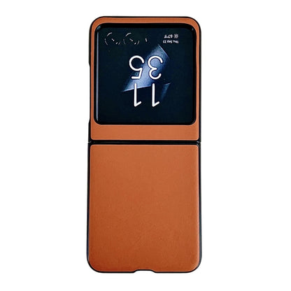 For Motorola Razr 50 Solid Color Leather Texture Phone Case(Orange) by buy2fix