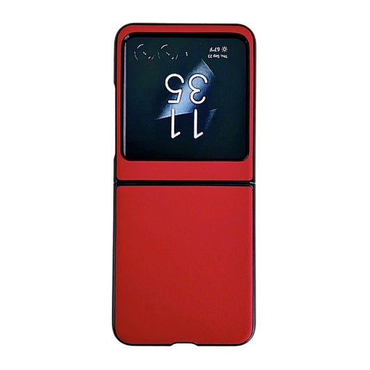 For Motorola Razr 50 Solid Color Leather Texture Phone Case(Red) by buy2fix