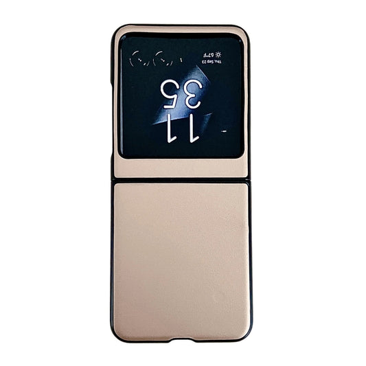 For Motorola Razr 50 Solid Color Leather Texture Phone Case(Gold) by buy2fix