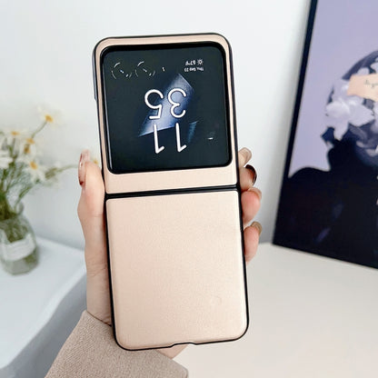 For Motorola Razr 50 Solid Color Leather Texture Phone Case(Gold) by buy2fix