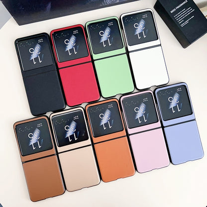 For Motorola Razr 50 Solid Color Leather Texture Phone Case(Gold) by buy2fix