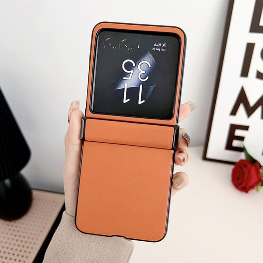 For Motorola Razr 40 Ultra Solid Color Leather Texture Three-stage Phone Case(Orange) by buy2fix