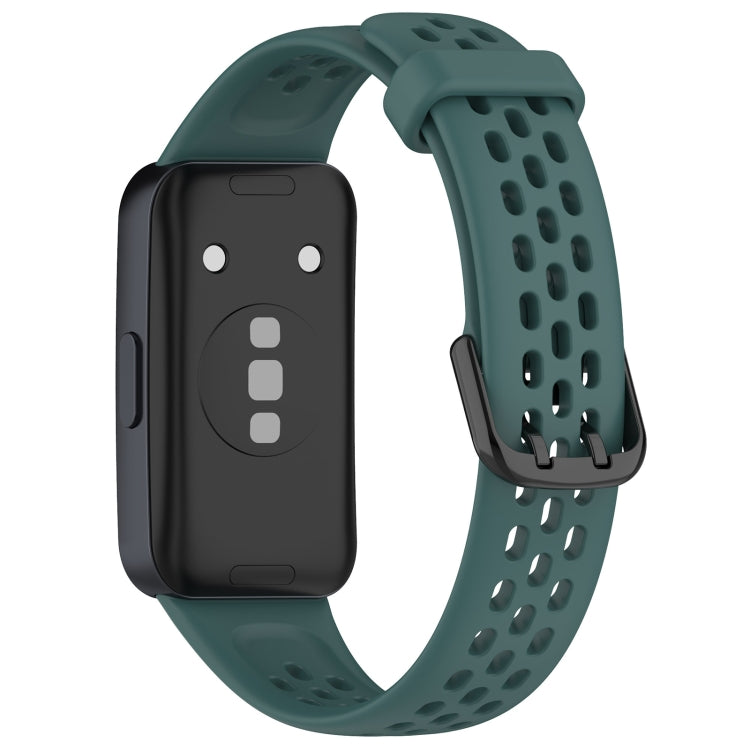 For Huawei Band 10 / 9 / 8 Solid Color Breathable Silicone Watch Band(Olive Green) by buy2fix