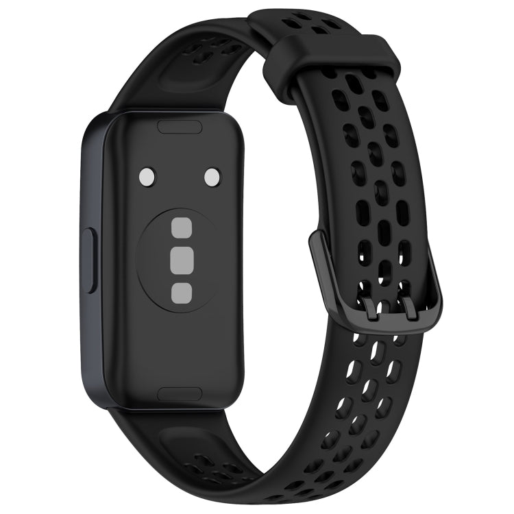 For Huawei Band 10 / 9 / 8 Solid Color Breathable Silicone Watch Band(Black) by buy2fix