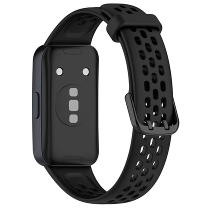 For Huawei Band 10 / 9 / 8 Solid Color Breathable Silicone Watch Band(Black) by buy2fix
