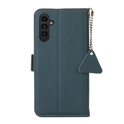 For Samsung Galaxy S24+ Side-Magnetic TJ Genuine Leather RFID Phone Case(Green) - Galaxy Phone Cases by buy2fix | Online Shopping UK | buy2fix