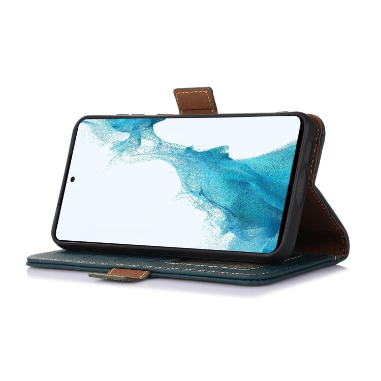 For Samsung Galaxy S24+ Side-Magnetic TJ Genuine Leather RFID Phone Case(Green) - Galaxy Phone Cases by buy2fix | Online Shopping UK | buy2fix