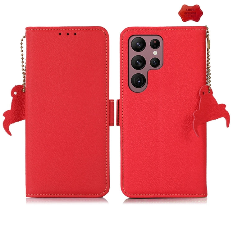 For Samsung Galaxy S24 Ultra Side-Magnetic TJ Genuine Leather RFID Phone Case(Red) - Galaxy Phone Cases by buy2fix | Online Shopping UK | buy2fix