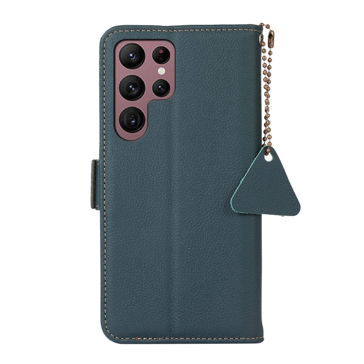 For Samsung Galaxy S24 Ultra Side-Magnetic TJ Genuine Leather RFID Phone Case(Green) - Galaxy Phone Cases by buy2fix | Online Shopping UK | buy2fix