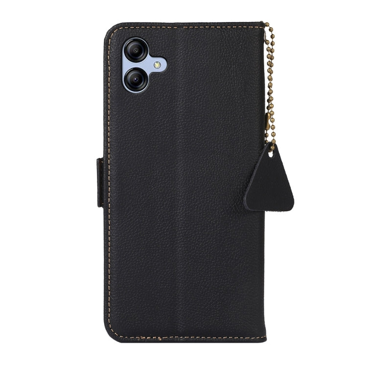 For Samsung Galaxy A05 Side-Magnetic TJ Genuine Leather RFID Phone Case(Black) - Galaxy Phone Cases by buy2fix | Online Shopping UK | buy2fix