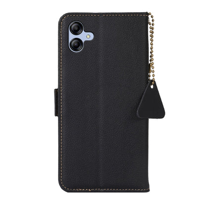 For Samsung Galaxy A05 Side-Magnetic TJ Genuine Leather RFID Phone Case(Black) - Galaxy Phone Cases by buy2fix | Online Shopping UK | buy2fix