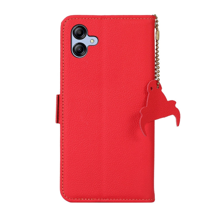 For Samsung Galaxy A05 Side-Magnetic TJ Genuine Leather RFID Phone Case(Red) - Galaxy Phone Cases by buy2fix | Online Shopping UK | buy2fix