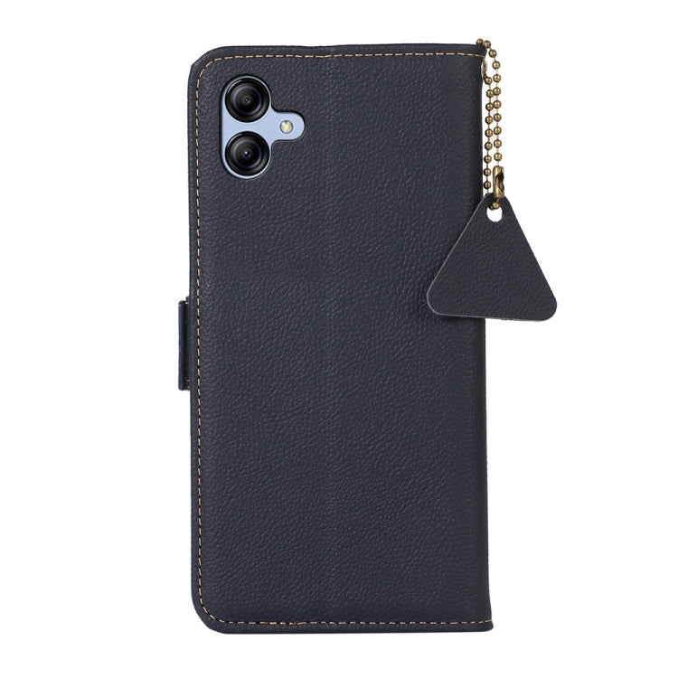 For Samsung Galaxy A05 Side-Magnetic TJ Genuine Leather RFID Phone Case(Blue) - Galaxy Phone Cases by buy2fix | Online Shopping UK | buy2fix