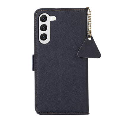 For Samsung Galaxy A35 5G Side-Magnetic TJ Genuine Leather RFID Phone Case(Blue) - Galaxy Phone Cases by buy2fix | Online Shopping UK | buy2fix