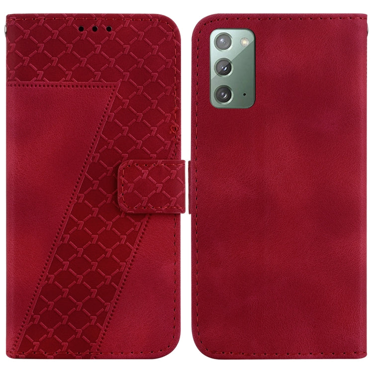 For Samsung Galaxy Note20 Seven-shaped Embossed Leather Phone Case(Red) by buy2fix