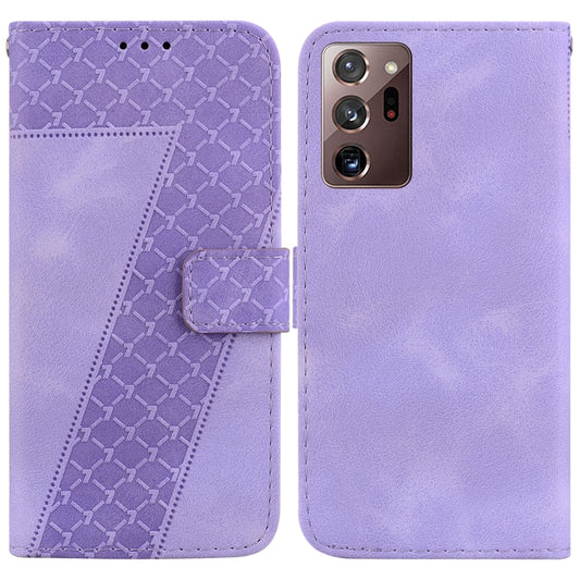 For Samsung Galaxy Note20 Ultra Seven-shaped Embossed Leather Phone Case(Purple) by buy2fix