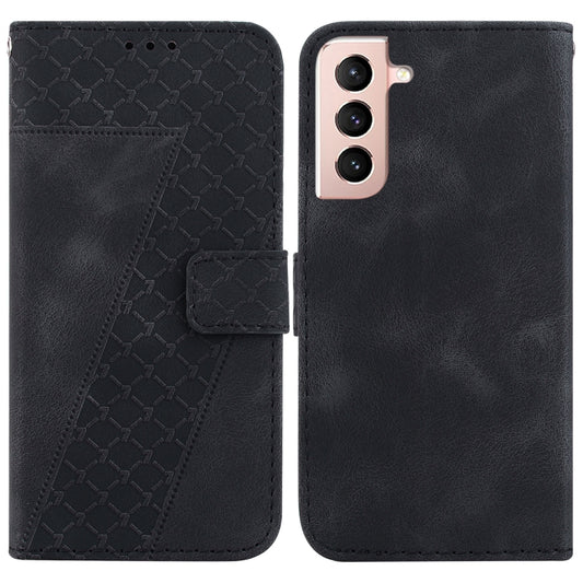 For Samsung Galaxy S22 5G Seven-shaped Embossed Leather Phone Case(Black) - Galaxy S22 5G Cases by buy2fix | Online Shopping UK | buy2fix