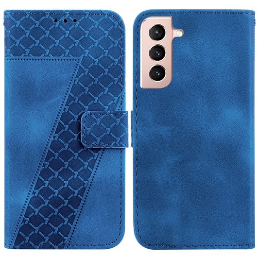 For Samsung Galaxy S22+ 5G Seven-shaped Embossed Leather Phone Case(Blue) - Galaxy S22+ 5G Cases by buy2fix | Online Shopping UK | buy2fix