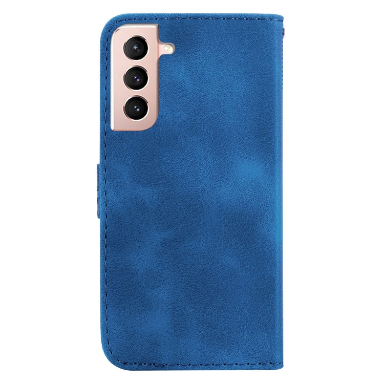 For Samsung Galaxy S22+ 5G Seven-shaped Embossed Leather Phone Case(Blue) - Galaxy S22+ 5G Cases by buy2fix | Online Shopping UK | buy2fix