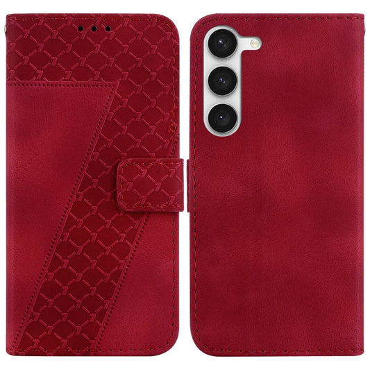 For Samsung Galaxy S23 5G Seven-shaped Embossed Leather Phone Case(Red) - Galaxy S23 5G Cases by buy2fix | Online Shopping UK | buy2fix