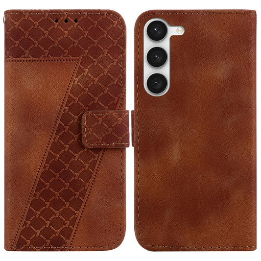 For Samsung Galaxy S23+ 5G Seven-shaped Embossed Leather Phone Case(Brown) - Galaxy S23+ 5G Cases by buy2fix | Online Shopping UK | buy2fix