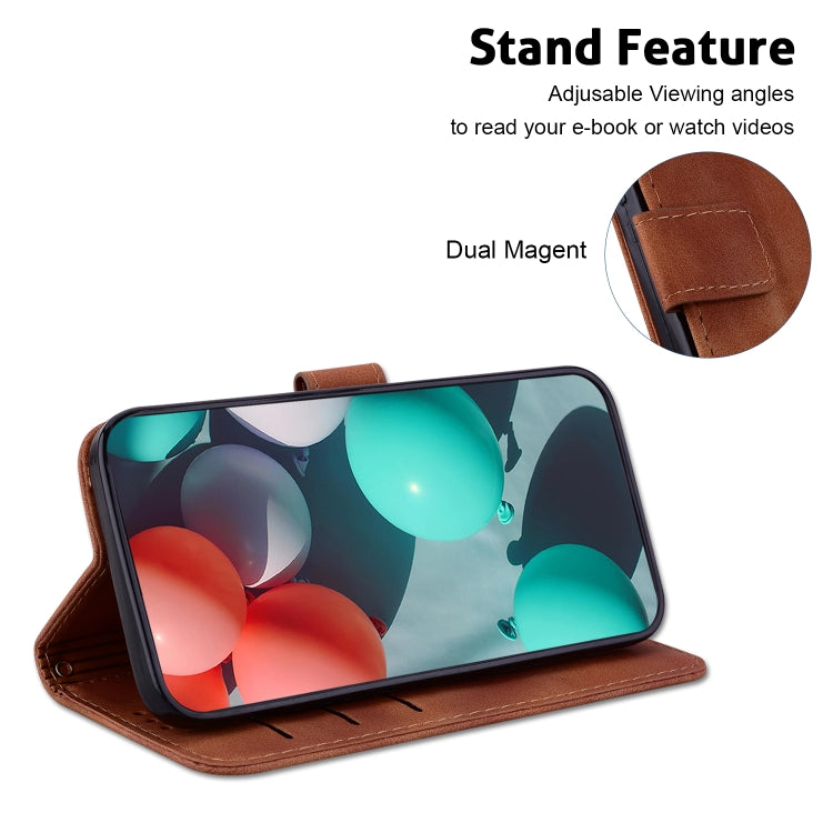 For Samsung Galaxy S23+ 5G Seven-shaped Embossed Leather Phone Case(Brown) - Galaxy S23+ 5G Cases by buy2fix | Online Shopping UK | buy2fix