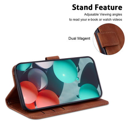 For Samsung Galaxy S23+ 5G Seven-shaped Embossed Leather Phone Case(Brown) - Galaxy S23+ 5G Cases by buy2fix | Online Shopping UK | buy2fix