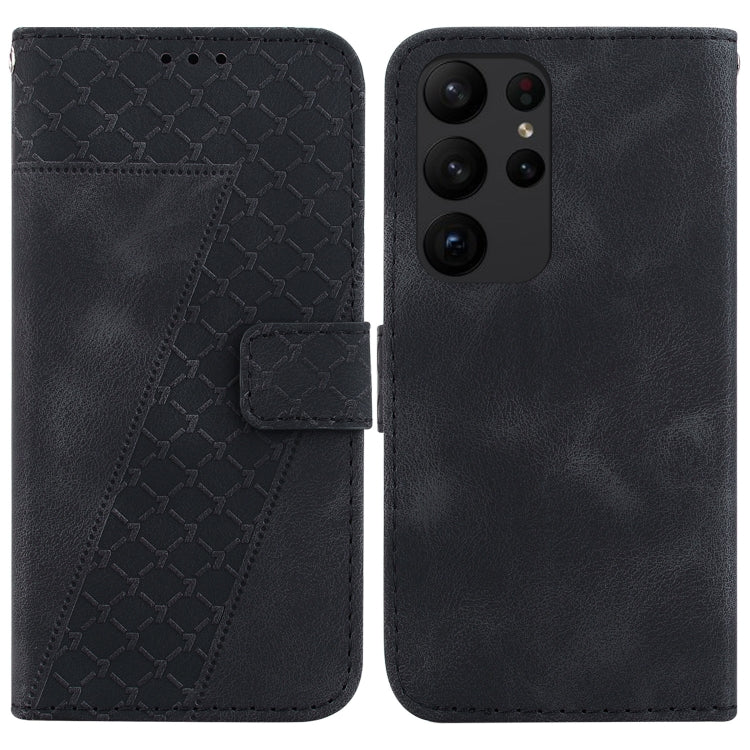 For Samsung Galaxy S23 Ultra 5G Seven-shaped Embossed Leather Phone Case(Black) - Galaxy S23 Ultra 5G Cases by buy2fix | Online Shopping UK | buy2fix