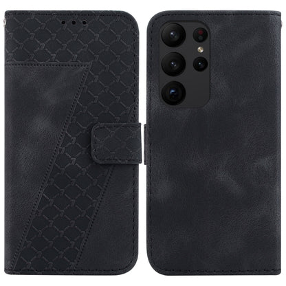 For Samsung Galaxy S23 Ultra 5G Seven-shaped Embossed Leather Phone Case(Black) - Galaxy S23 Ultra 5G Cases by buy2fix | Online Shopping UK | buy2fix