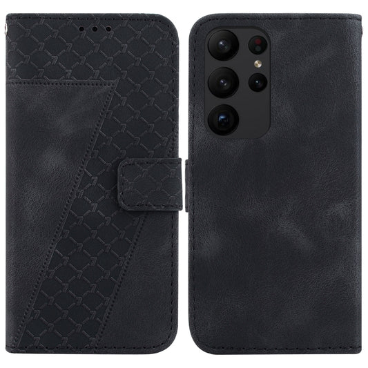 For Samsung Galaxy S23 Ultra 5G Seven-shaped Embossed Leather Phone Case(Black) - Galaxy S23 Ultra 5G Cases by buy2fix | Online Shopping UK | buy2fix