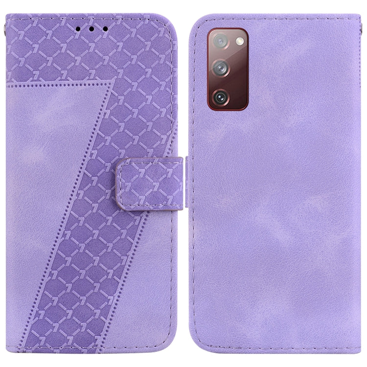For Samsung Galaxy S20 FE 4G/5G Seven-shaped Embossed Leather Phone Case(Purple) by buy2fix