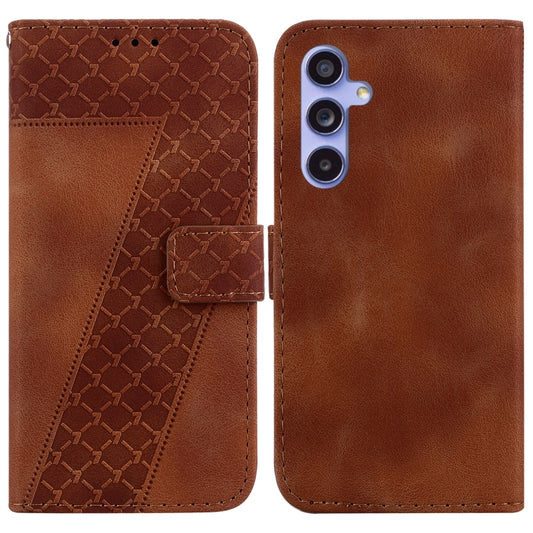 For Samsung Galaxy S23 FE 5G Seven-shaped Embossed Leather Phone Case(Brown) - Galaxy S23 FE 5G Cases by buy2fix | Online Shopping UK | buy2fix