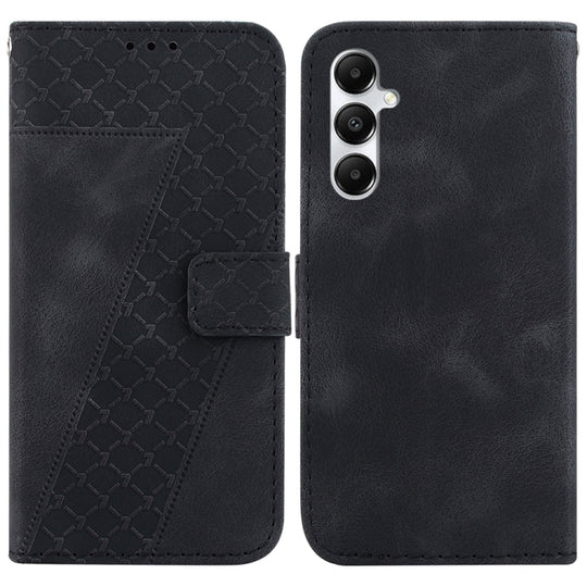 For Samsung Galaxy A05s Seven-shaped Embossed Leather Phone Case(Black)