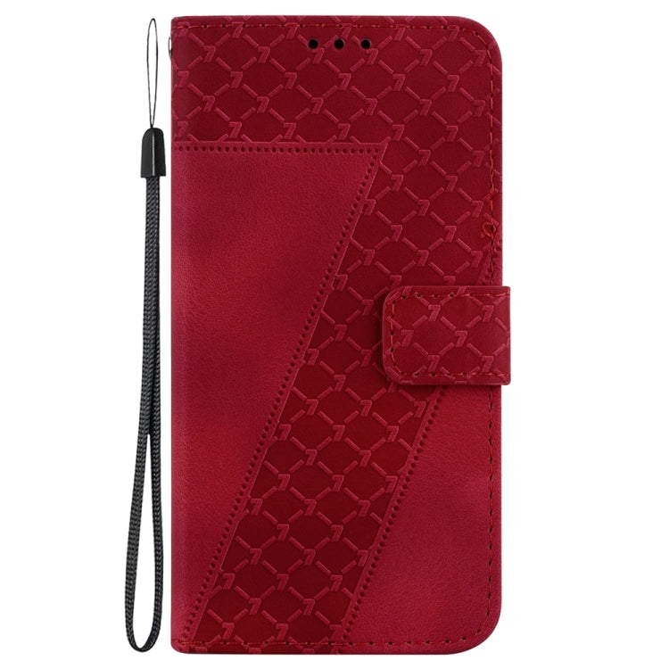 For Samsung Galaxy S24 5G Seven-shaped Embossed Leather Phone Case(Red) - Galaxy S24 5G Cases by buy2fix | Online Shopping UK | buy2fix