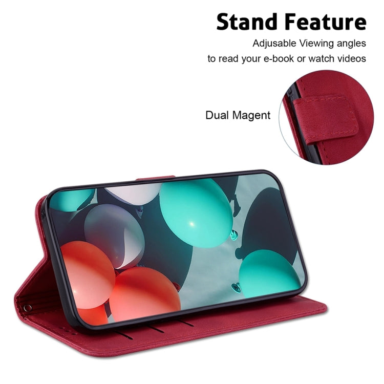 For Samsung Galaxy S24 5G Seven-shaped Embossed Leather Phone Case(Red) - Galaxy S24 5G Cases by buy2fix | Online Shopping UK | buy2fix