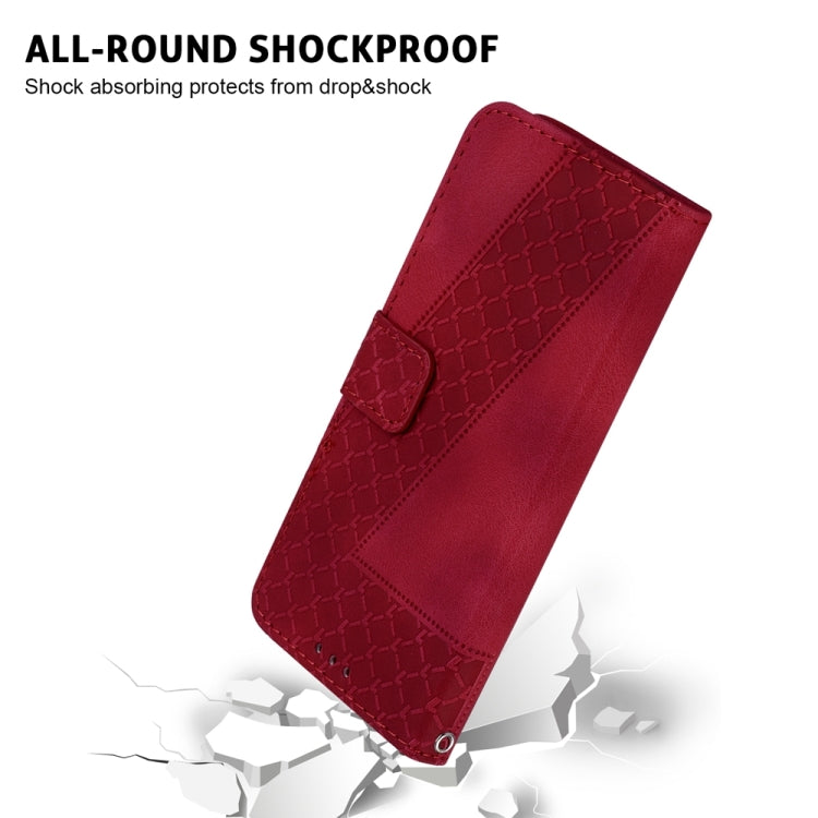 For Samsung Galaxy S24 5G Seven-shaped Embossed Leather Phone Case(Red) - Galaxy S24 5G Cases by buy2fix | Online Shopping UK | buy2fix