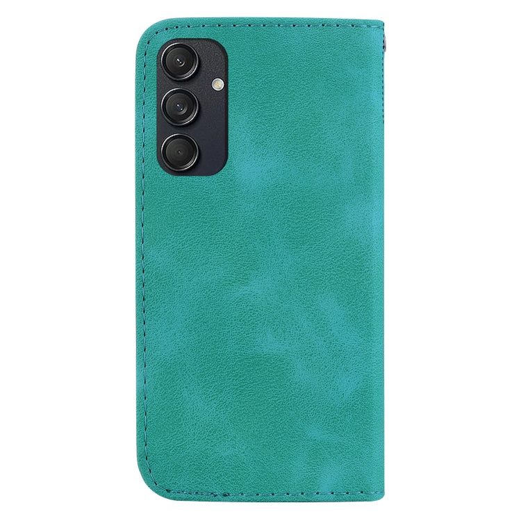 For Samsung Galaxy M55 Seven-shaped Embossed Leather Phone Case(Green) by buy2fix