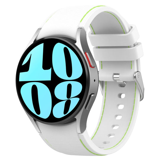 For Samsung Galaxy Watch 6 / 6 Classic Leather Silicone Watch Band(White)