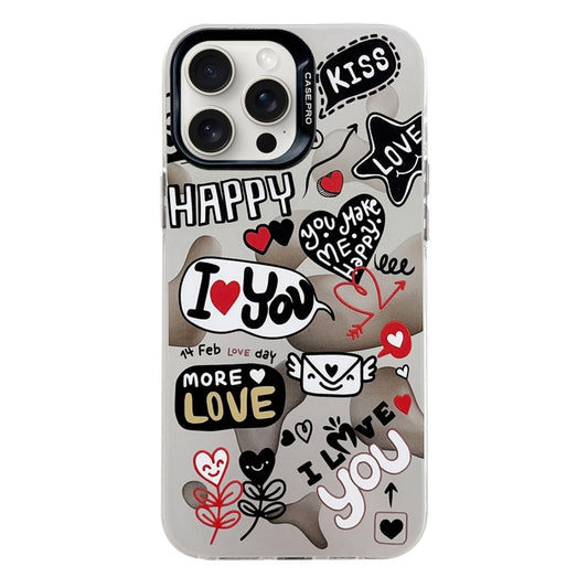 For iPhone 16 Pro Max Electroplated Silver Series PC Protective Phone Case(Love Writing) by buy2fix
