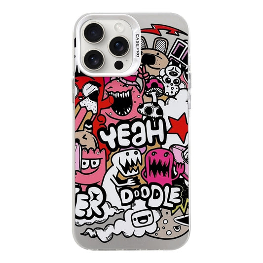 For iPhone 16 Pro Max Electroplated Silver Series PC Protective Phone Case(Cartoon) by buy2fix