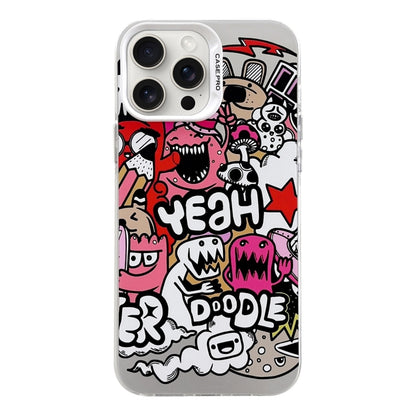 For iPhone 16 Pro Electroplated Silver Series PC Protective Phone Case(Cartoon) by buy2fix