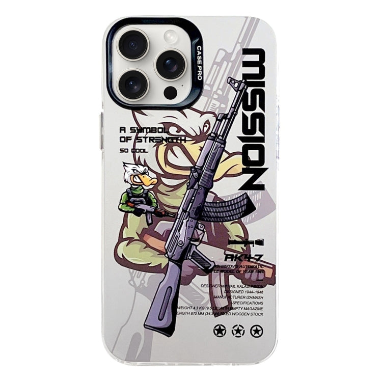 For iPhone 16 Pro Electroplated Silver Series PC Protective Phone Case(Peaceful Warrior B) by buy2fix